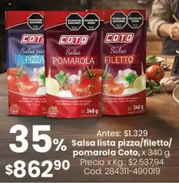 Coto Coto salsa lista pizza/filetto/pomarola oferta