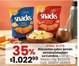 Coto La Cumbre bizcochos sabor jamón serrano/cheddar oferta