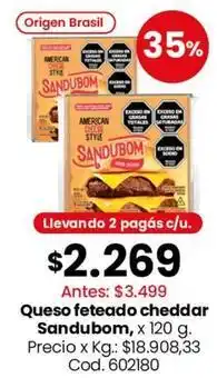 Coto Origen - queso feteteado cheddar sandubom oferta