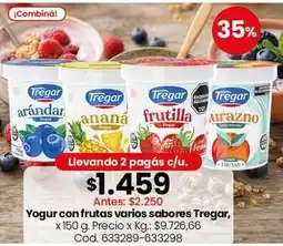 Coto Tregar - yogurt con frutas varios sabores oferta