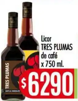 Supermercados Caracol Tres plumas licor de café oferta