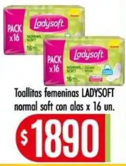 Supermercados Caracol Ladysoft toallitas femeninas normal soft con alas oferta