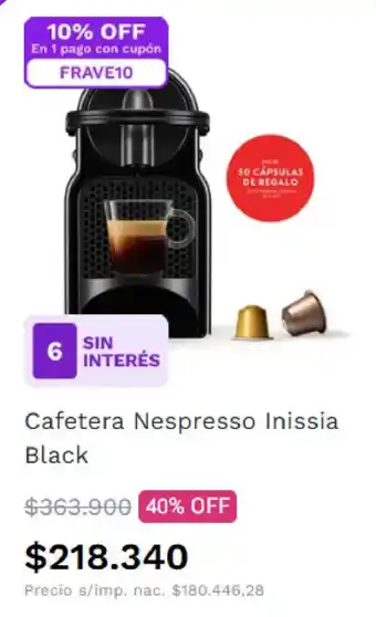 Nespresso cafetera inissia black