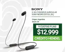 Hendel Sony 2- wi-c100/bzuc auricular sony negro oferta