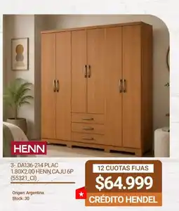 Hendel Henn 3- da136-214 plac 1.80x2.00 henn caju 6p oferta