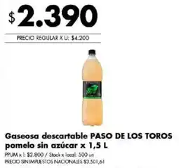Disco Paso de los toros gaseosa descartable pomelo sin azúcar oferta