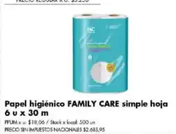 Disco Family care papel higiénico simple hoja oferta