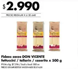 Disco Don vicente fideos secos fettuccini / tallarin / caserito oferta