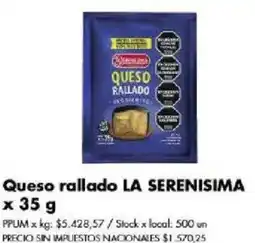 Disco La serenisima queso rallado oferta
