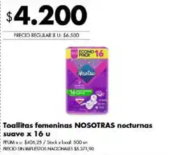 Disco Nosotras toallitas femeninas nocturnas suave oferta