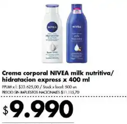 Disco Nivea crema corporal milk nutritiva/hidratacion express oferta