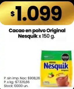 Changomas Nesquik cacao en polvo original oferta