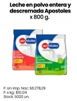 Changomas Apostoles leche en polvo entera y descremada oferta