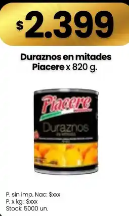 Changomas Piacere duraznos en mitades oferta