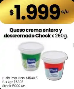 Changomas Check queso crema entero y descremado oferta