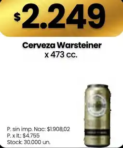 Changomas Warsteiner cerveza oferta