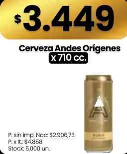 Changomas Cerveza Andes Orígenes oferta