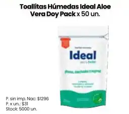 Changomas Ideal toallitas húmedas aloe vera doy pack oferta