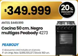 Changomas Peabody cocina 50 cm. negro multigas oferta