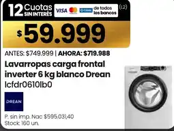 Changomas Drean lavarropas carga frontal inverter blanco oferta