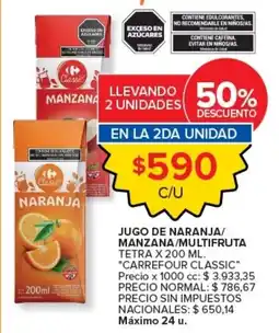 Carrefour Express Carrefour classic jugo de naranja manzana multifruta oferta