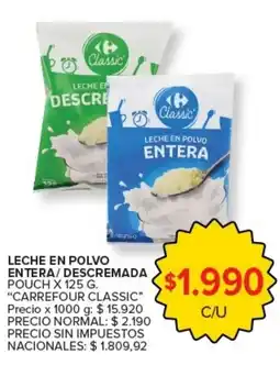 Carrefour Express Carrefour classic leche en polvo entera o descremada oferta