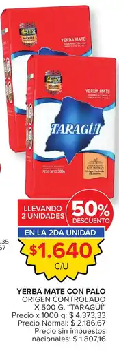 Carrefour Taragui yerba mate con palo oferta