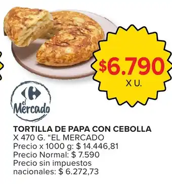 El mercado tortilla de papa con cebolla