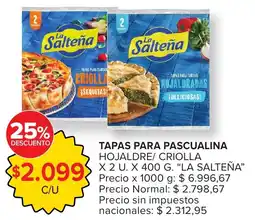 Carrefour La saltena tapas para pascualina hojaldre/ criolla oferta