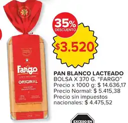 Carrefour Fargo pan blanco lacteado oferta