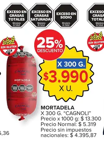 Carrefour Cagnoli mortadela oferta