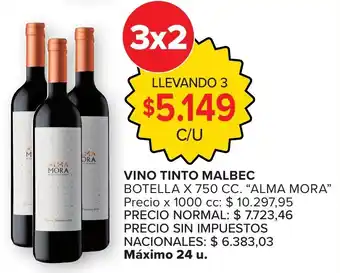 Carrefour Alma mora vino tinto malbec oferta