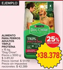 Carrefour Dog Chow alimento para perros adultos triple proteína oferta