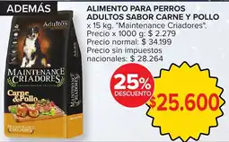 Carrefour Maintenance criadores alimento para perros adultos sabor carne y pollo oferta