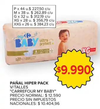 Carrefour Carrefour my baby pañal hiper pack oferta