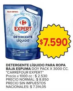 Carrefour Carrefour expert detergente líquido para ropa baja espuma oferta