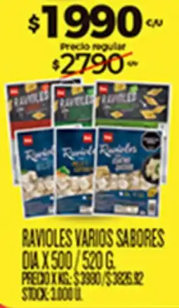 Supermercados DIA Ravioles varios sabores oferta