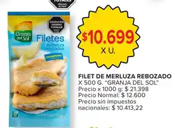 Carrefour Granja del Sol filetes de merluza rebozados oferta