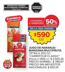 Carrefour Carrefour classic jugo de naranja manzana multifruta oferta