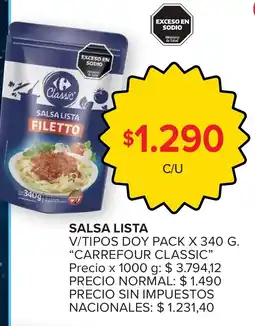 Carrefour Carrefour classic salsa lista filetto oferta