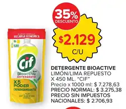 Carrefour Cif detergente bioactive limón/lima repuesto oferta