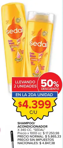Carrefour Sedal shampoo/ acondicionador oferta