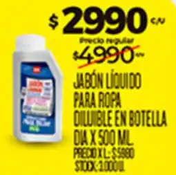 Supermercados DIA Dia jabon liquido para ropa diluible en botella oferta