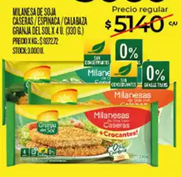 Supermercados DIA Granja del sol milanesas de soja caseras oferta