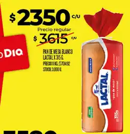Supermercados DIA Lactal pan de mesa blanco oferta