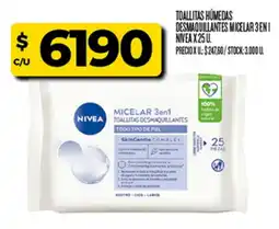 Supermercados DIA Nivea toallitas desmaquillantes micelar 3 en 1 oferta