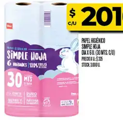 Supermercados DIA Dio papel higiénico simple hoja oferta