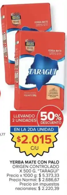 Taragui yerba mate con palo