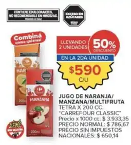 Carrefour Market Carrefour classic jugo de naranja manzana multifruta oferta