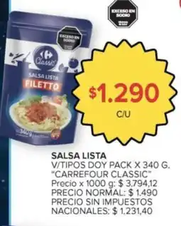 Carrefour Market Carrefour classic salsa lista filetto oferta